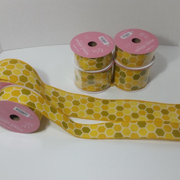6 Rolls Wired Ribbon Honeycomb 1.5" & 2.5"